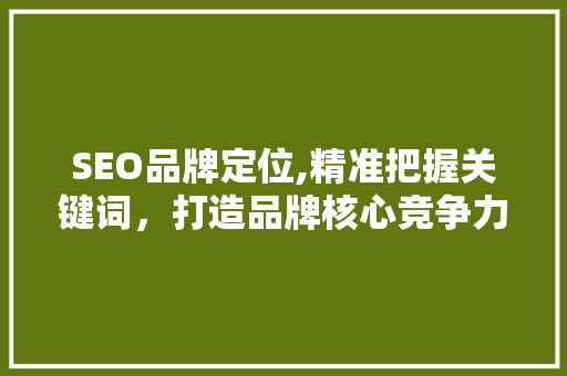 SEO品牌定位,精准把握关键词，打造品牌核心竞争力