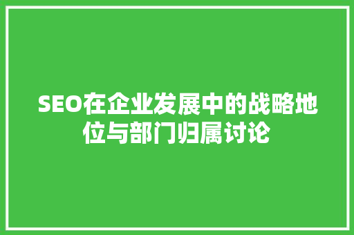 SEO在企业发展中的战略地位与部门归属讨论
