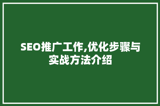 SEO推广工作,优化步骤与实战方法介绍