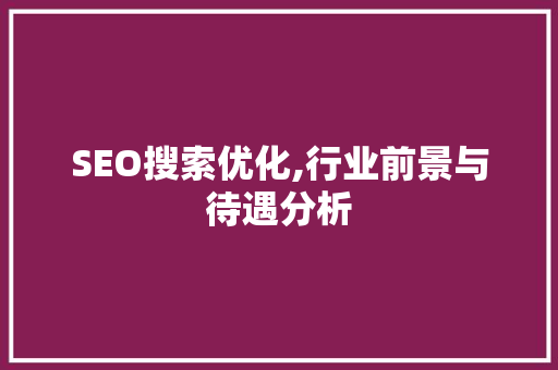 SEO搜索优化,行业前景与待遇分析