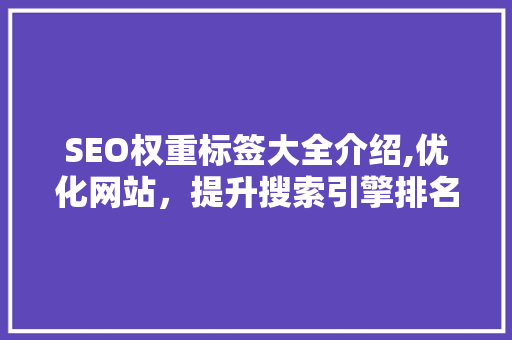 SEO权重标签大全介绍,优化网站，提升搜索引擎排名的关键