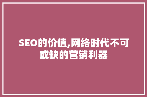 SEO的价值,网络时代不可或缺的营销利器  第1张