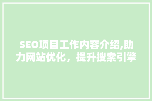 SEO项目工作内容介绍,助力网站优化，提升搜索引擎排名