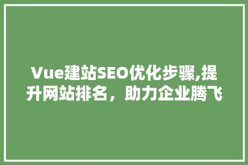 Vue建站SEO优化步骤,提升网站排名，助力企业腾飞