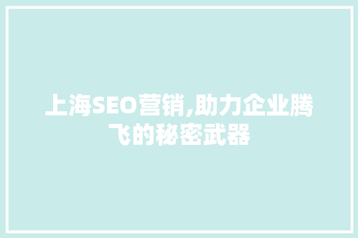 上海SEO营销,助力企业腾飞的秘密武器  第1张