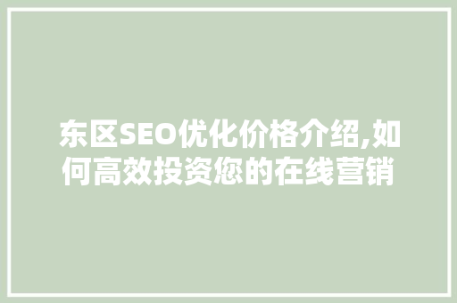 东区SEO优化价格介绍,如何高效投资您的在线营销  第1张