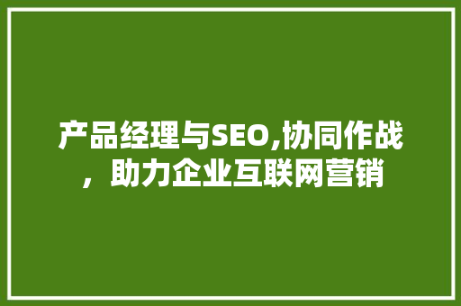 产品经理与SEO,协同作战，助力企业互联网营销  第1张