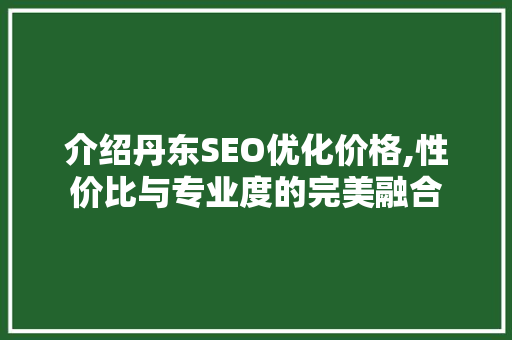 介绍丹东SEO优化价格,性价比与专业度的完美融合  第1张