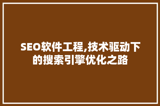 SEO软件工程,技术驱动下的搜索引擎优化之路