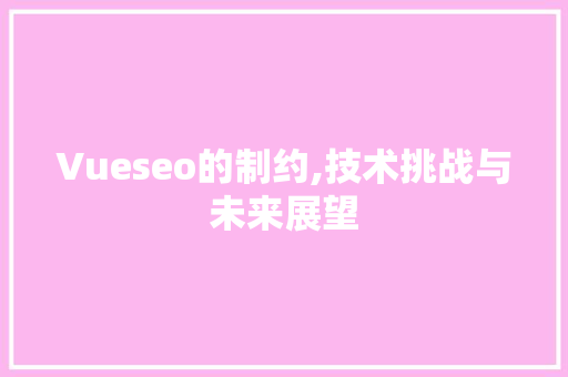 Vueseo的制约,技术挑战与未来展望