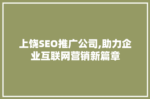 上饶SEO推广公司,助力企业互联网营销新篇章
