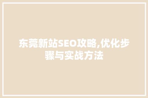 东莞新站SEO攻略,优化步骤与实战方法
