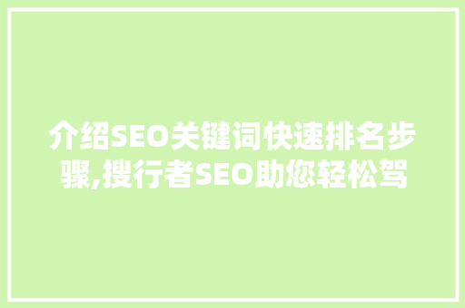 介绍SEO关键词快速排名步骤,搜行者SEO助您轻松驾驭搜索引擎