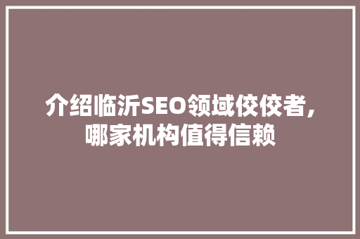 介绍临沂SEO领域佼佼者,哪家机构值得信赖