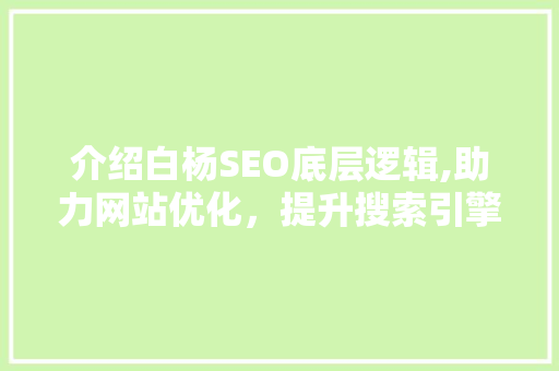 介绍白杨SEO底层逻辑,助力网站优化，提升搜索引擎排名