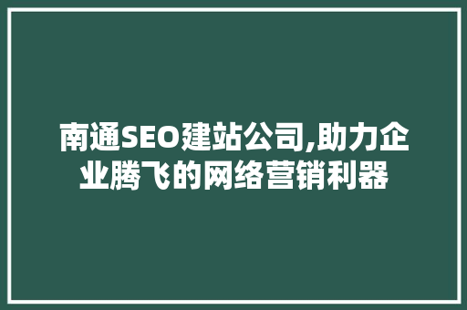 南通SEO建站公司,助力企业腾飞的网络营销利器