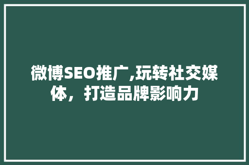 微博SEO推广,玩转社交媒体，打造品牌影响力