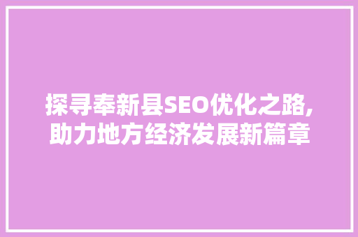 探寻奉新县SEO优化之路,助力地方经济发展新篇章