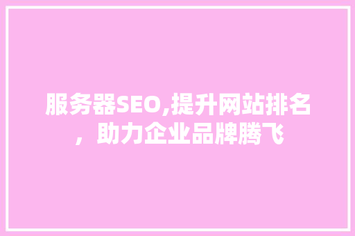 服务器SEO,提升网站排名，助力企业品牌腾飞