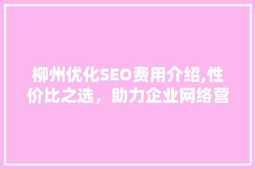 柳州优化SEO费用介绍,性价比之选，助力企业网络营销腾飞