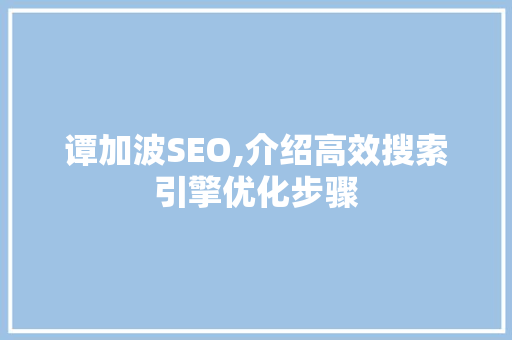 谭加波SEO,介绍高效搜索引擎优化步骤