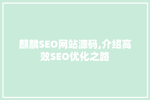 麒麟SEO网站源码,介绍高效SEO优化之路