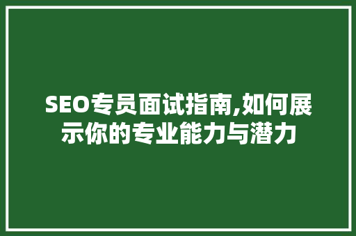 SEO专员面试指南,如何展示你的专业能力与潜力
