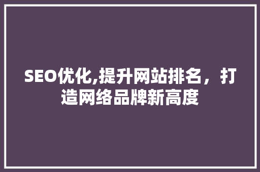 SEO优化,提升网站排名，打造网络品牌新高度