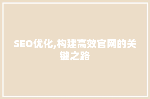 SEO优化,构建高效官网的关键之路
