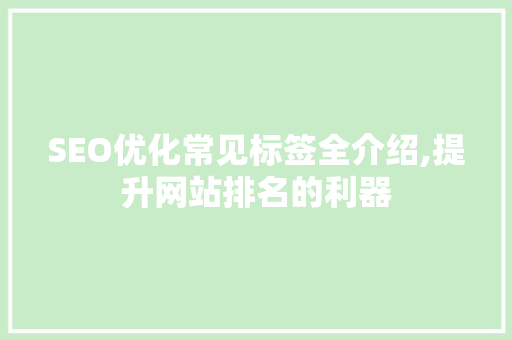 SEO优化常见标签全介绍,提升网站排名的利器  第1张