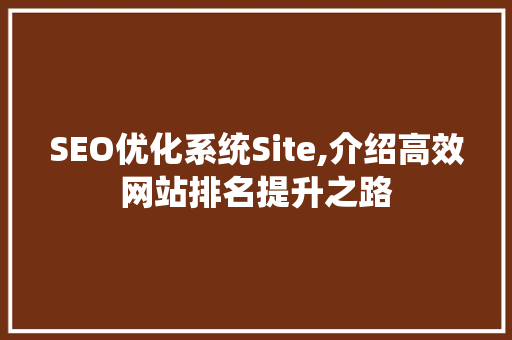 SEO优化系统Site,介绍高效网站排名提升之路