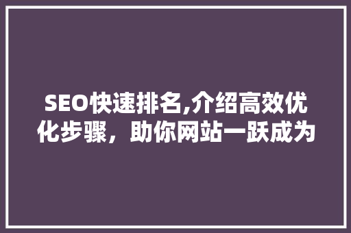 SEO快速排名,介绍高效优化步骤，助你网站一跃成为行业佼佼者
