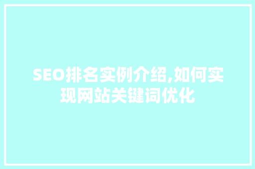 SEO排名实例介绍,如何实现网站关键词优化