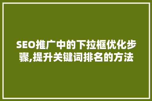 SEO推广中的下拉框优化步骤,提升关键词排名的方法