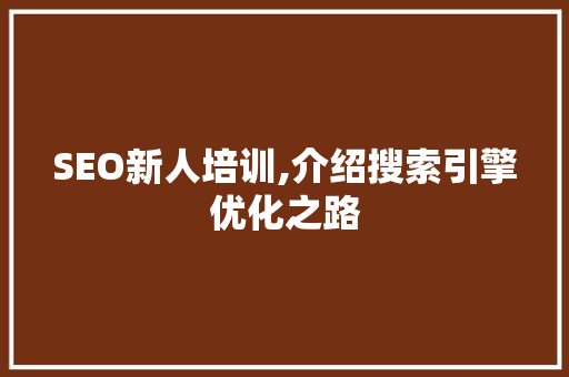SEO新人培训,介绍搜索引擎优化之路  第1张