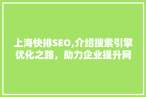 上海快排SEO,介绍搜索引擎优化之路，助力企业提升网络竞争力