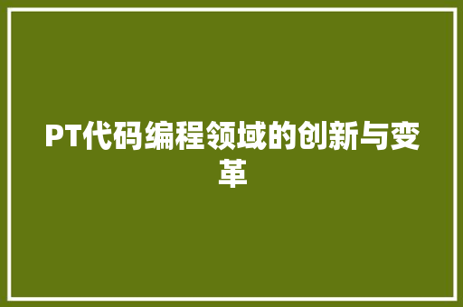 PT代码编程领域的创新与变革