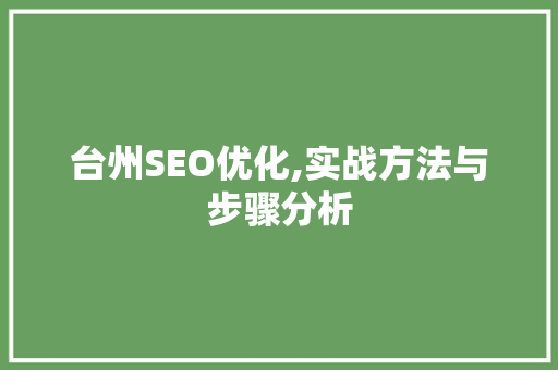 台州SEO优化,实战方法与步骤分析