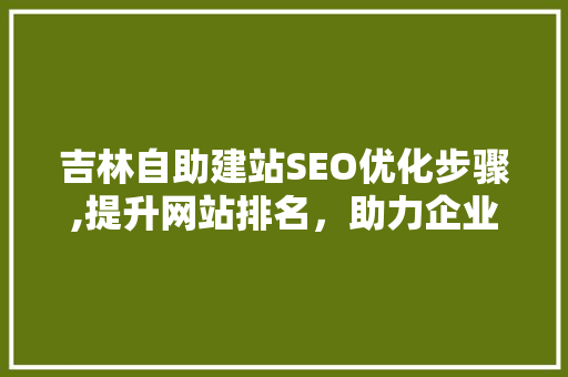 吉林自助建站SEO优化步骤,提升网站排名，助力企业腾飞