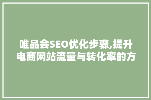 唯品会SEO优化步骤,提升电商网站流量与转化率的方法