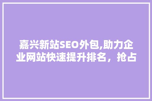 嘉兴新站SEO外包,助力企业网站快速提升排名，抢占市场先机