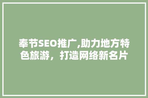 奉节SEO推广,助力地方特色旅游，打造网络新名片