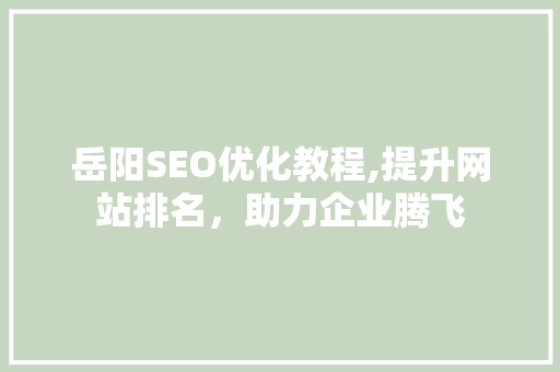 岳阳SEO优化教程,提升网站排名，助力企业腾飞  第1张