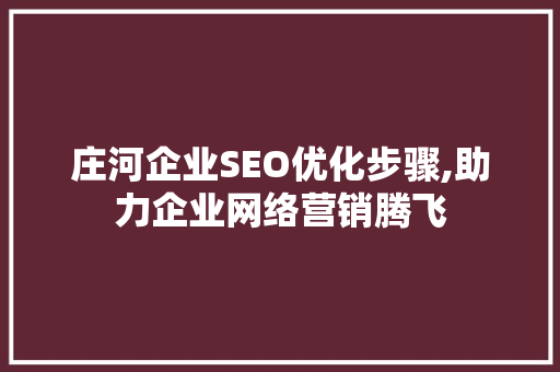 庄河企业SEO优化步骤,助力企业网络营销腾飞