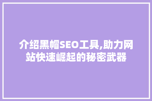 介绍黑帽SEO工具,助力网站快速崛起的秘密武器  第1张