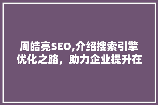 周皓亮SEO,介绍搜索引擎优化之路，助力企业提升在线竞争力  第1张