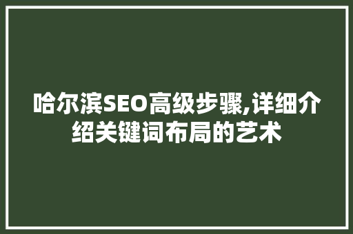 哈尔滨SEO高级步骤,详细介绍关键词布局的艺术  第1张