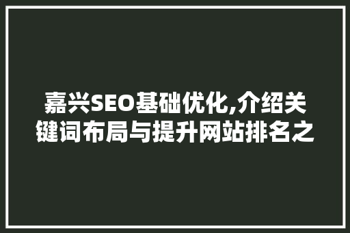 嘉兴SEO基础优化,介绍关键词布局与提升网站排名之路