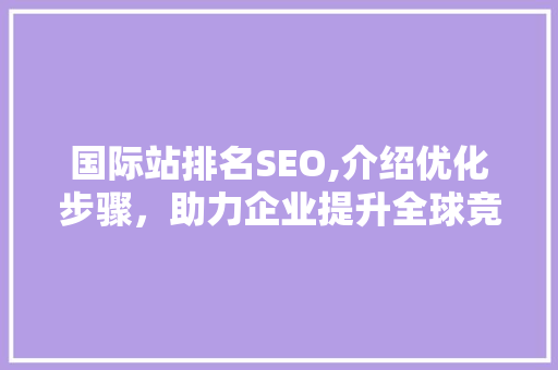 国际站排名SEO,介绍优化步骤，助力企业提升全球竞争力