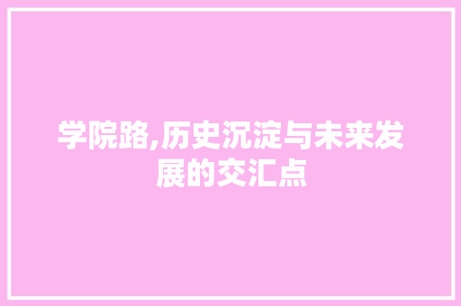 学院路,历史沉淀与未来发展的交汇点  第1张